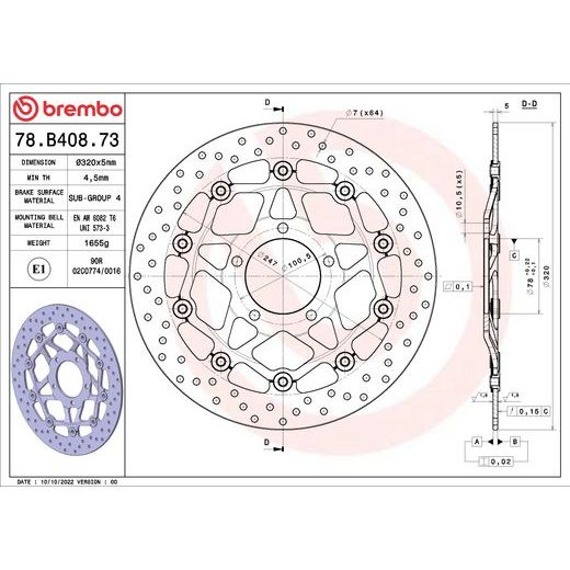 KOČIONA DISK BREMBO 78B40873 FLOATING