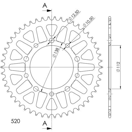 REAR ALU SPROCKET SUPERSPROX RAL-1303:50-BLK CRNI 50T, 520