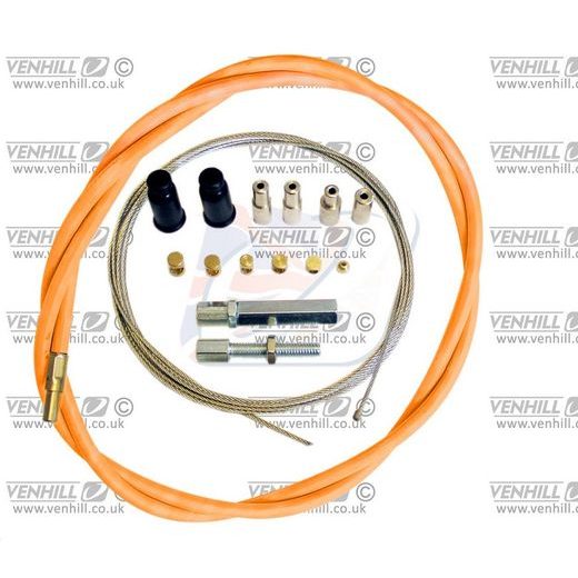 UNIVERSAL THROTTLE CABLE KIT VENHILL U01-4-100-OR 6MM OUTER (1.35M) ORANGE