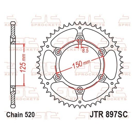 LANČENIK ZADNJI JT JTR 897-51SC 51T, 520 SELF CLEANING LIGHTWEIGHT