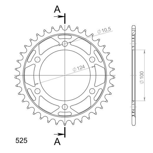 LANČENIK ZADNJI SUPERSPROX RFE-745:37-BLK CRNI 37T, 525