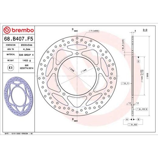 KOČIONA DISK BREMBO 68B407F5 FIX