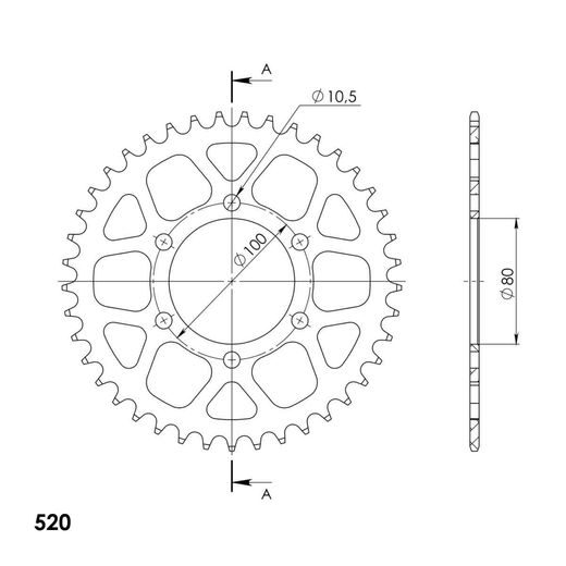 REAR ALU SPROCKET SUPERSPROX RAL-7094:41-GLD ZLATO 41T, 520