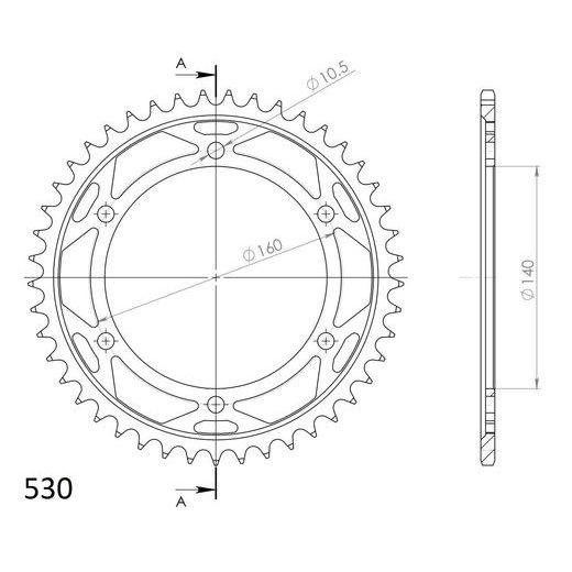 LANČENIK ZADNJI SUPERSPROX RFE-502:45-BLK CRNI 45T, 530