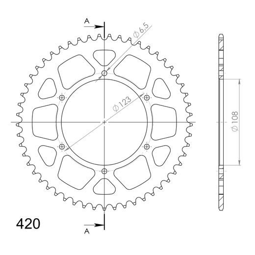 REAR ALU SPROCKET SUPERSPROX RAL-1133:53-RED CRVEN