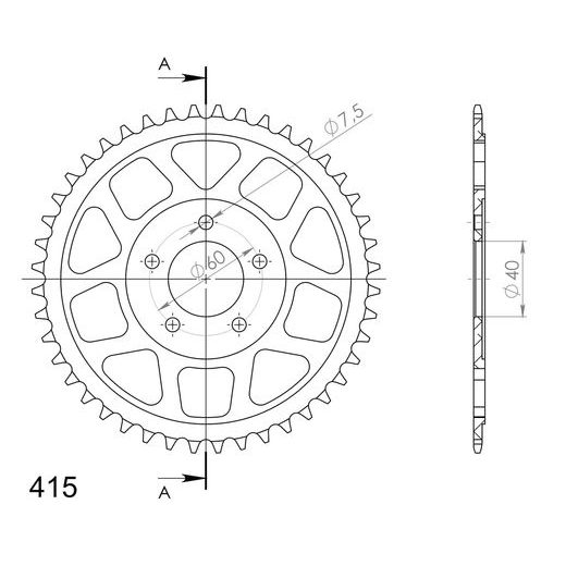 REAR ALU SPROCKET SUPERSPROX RAL-222:44-ORG ORANGE