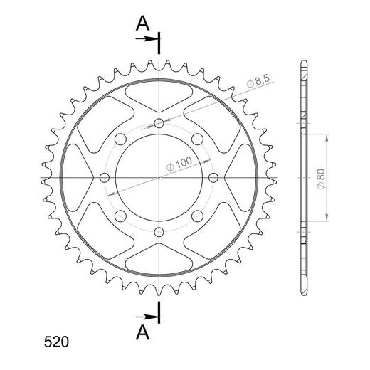 LANČENIK ZADNJI SUPERSPROX RFE-819/2:41-BLK CRNI 41T, 520