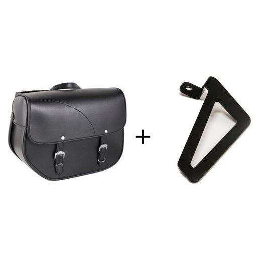 LEATHER SADDLEBAG CUSTOMACCES SANT LOUIS APS005N CRNI LEFT, WITH UNIVERSAL SUPPORT