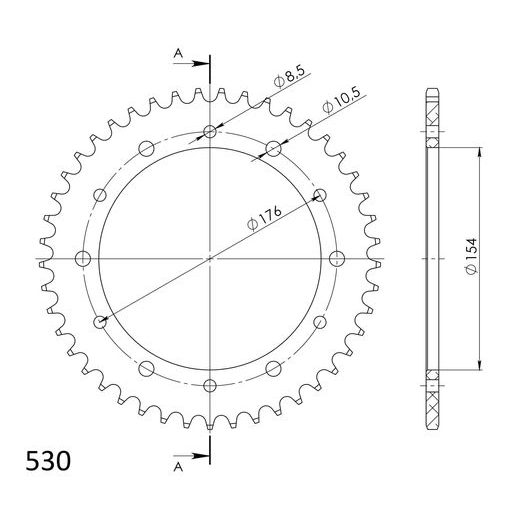 REAR ALU SPROCKET SUPERSPROX RAL-343:45-BLK CRNI