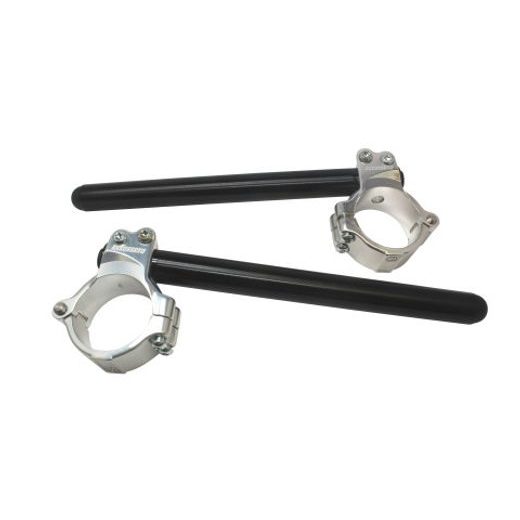 ALUMINIUM-FORGED CLIP-ONS ACCOSSATO CP003 WITH METAL CLAMP COMPOSED OF 2 HALF-RINGS 10 DEGREES INCLINATION, BLACK