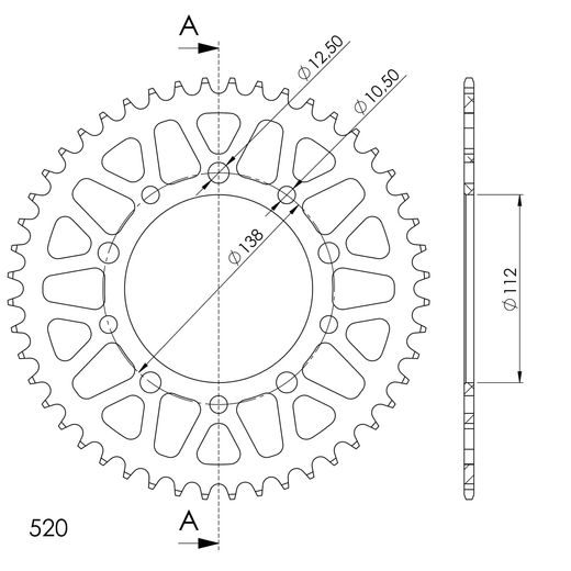 REAR ALU SPROCKET SUPERSPROX RAL-1303:48-BLK CRNI 48T, 520