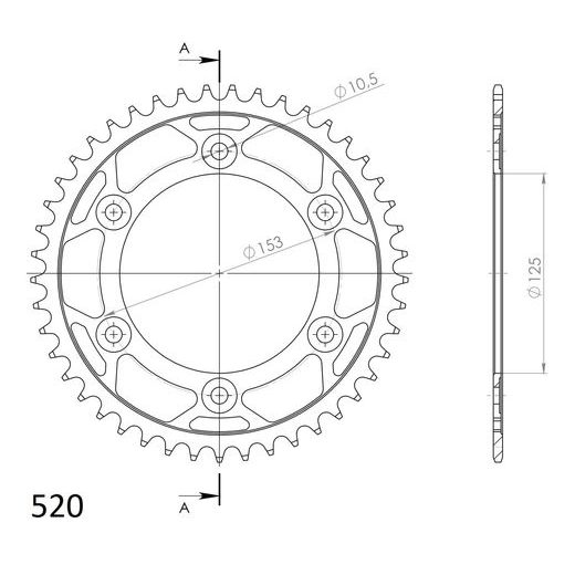 LANČENIK ZADNJI SUPERSPROX RFE-301:45-BLK CRNI 45T, 520