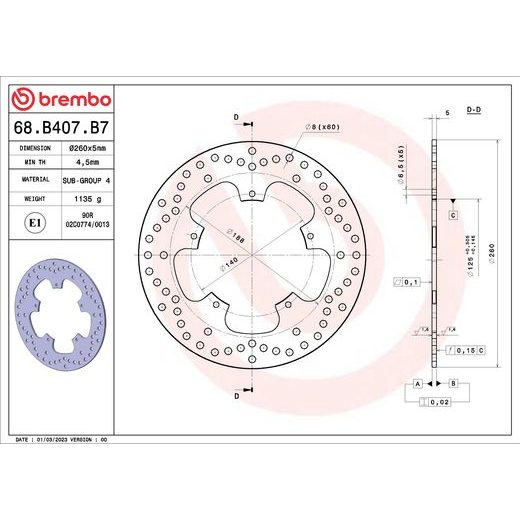 KOČIONA DISK BREMBO 68B407B7 FIX