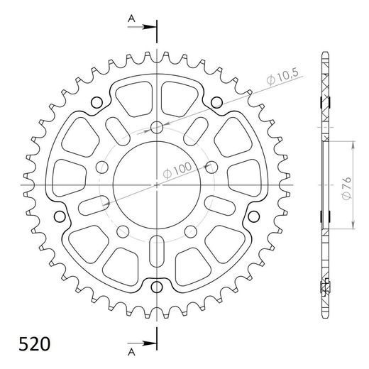 LANČENIK ZADNJI SUPERSPROX STEALTH RST-7091:44-RED CRVEN 44T, 520
