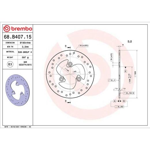 KOČIONA DISK BREMBO 68B40715 FIX