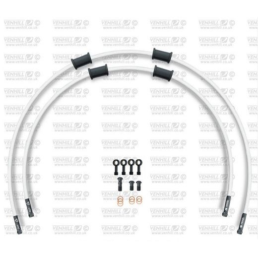 STANDARD FRONT BRAKE HOSE KIT VENHILL POWERHOSEPLUS BMW-10010FB-WT (2 HOSES IN KIT) WHITE HOSES, BLACK FITTINGS