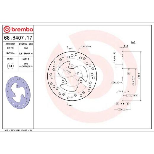 KOČIONA DISK BREMBO 68B40717 FIX