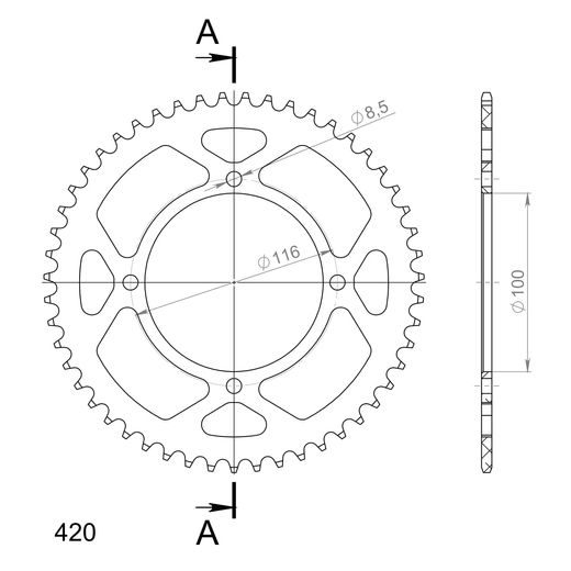 REAR ALU SPROCKET SUPERSPROX RAL-461:51-BLK CRNI