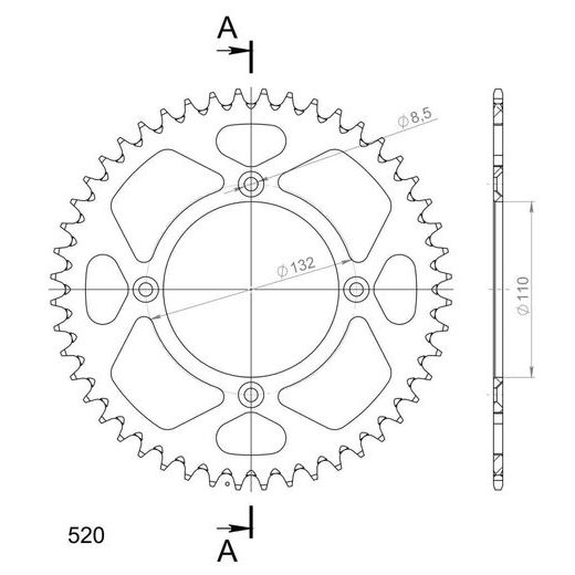 REAR ALU SPROCKET SUPERSPROX RAL-720:48-BLK CRNI 48T, 520