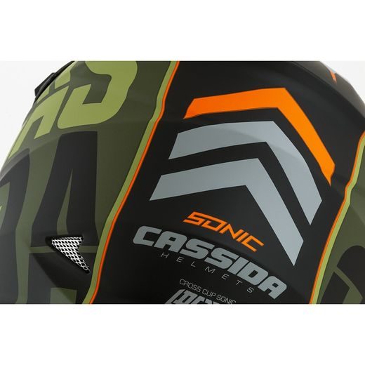 MOTOCROSS HELMET CASSIDA CROSS CUP SONIC MATT GREEN /ORANGE XL