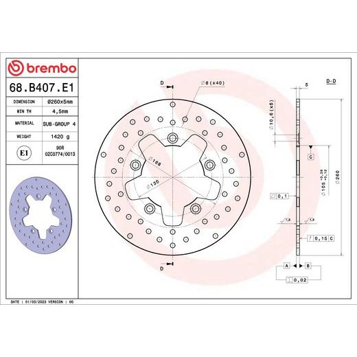 KOČIONA DISK BREMBO 68B407E1 FIX