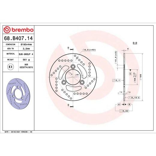 KOČIONA DISK BREMBO 68B40714 FIX
