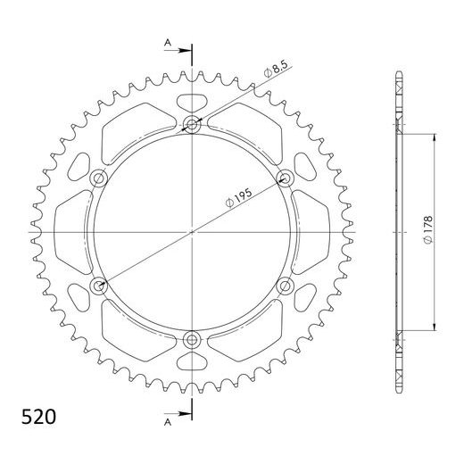 REAR ALU SPROCKET SUPERSPROX RAL-225:56-SLV SILVER
