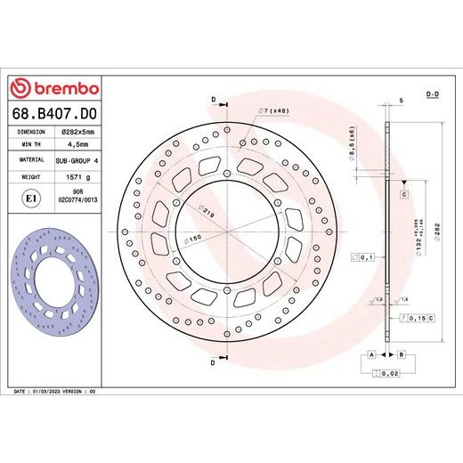 KOČIONA DISK BREMBO 68B407D0 FIX