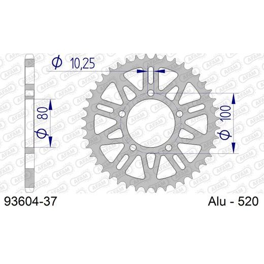 REAR ALU SPROCKET AFAM 93604-37 37T, 520