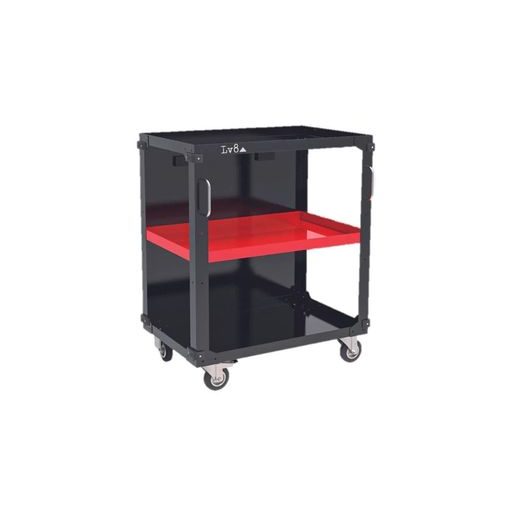 TROLLEY WITH 3 SHELVES LV8 EQC3RS.7605.R L800 BLACK WITH RED SHELVES