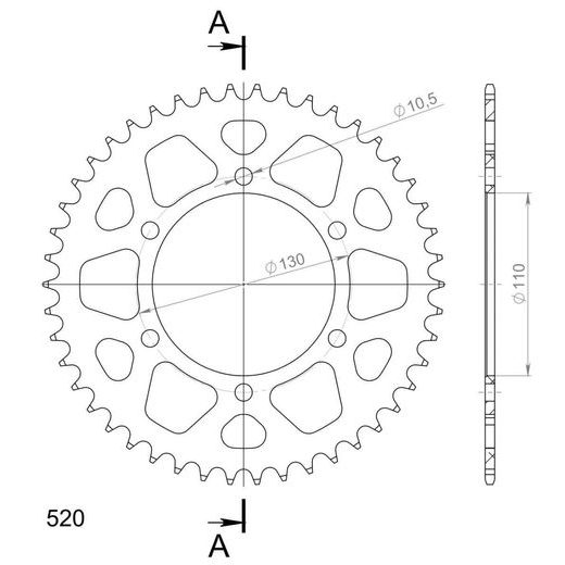 REAR ALU SPROCKET SUPERSPROX RAL-486:46-BLU PLAVI 46T, 520