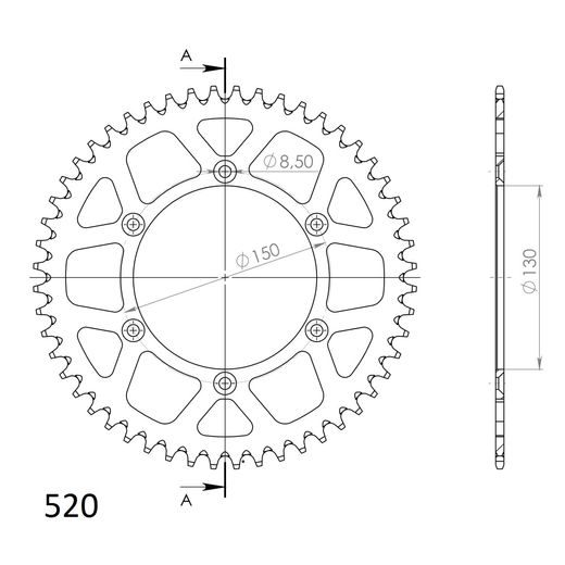 REAR ALU SPROCKET SUPERSPROX RAL-245:51-BLK CRNI 51T, 520