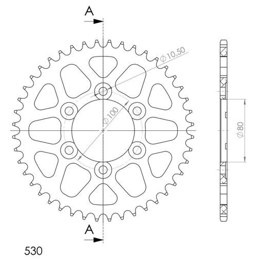 REAR ALU SPROCKET SUPERSPROX RAL-7096:44-GLD ZLATO 44T, 530