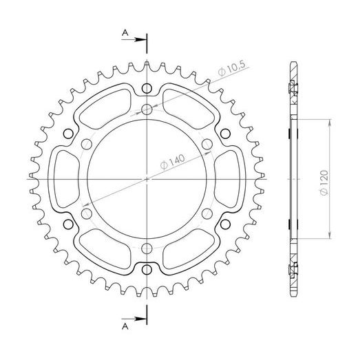 LANČENIK ZADNJI SUPERSPROX STEALTH RST-489:45-BLK CRNI 45T, 530