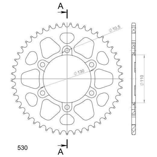 REAR ALU SPROCKET SUPERSPROX RAL-479:49-RED CRVEN 49T, 530