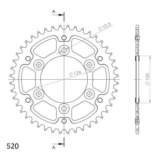 LANČENIK ZADNJI SUPERSPROX STEALTH RST-735:44-SLV SILVER 44T, 520
