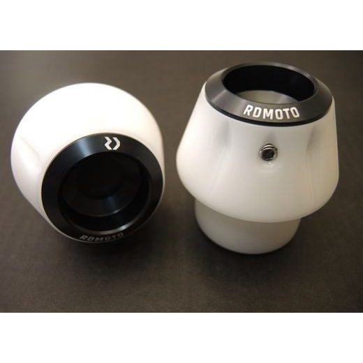 CRASH PROTECTORS RDMOTO KTM13N WHITE WITH BLACK CAPS