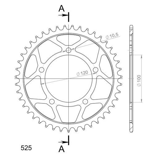 LANČENIK ZADNJI SUPERSPROX RFE-702:43-BLK CRNI 43T, 525