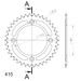REAR ALU SPROCKET SUPERSPROX RAL-452:38-BLK CRNI 38T, 415