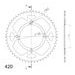 REAR ALU SPROCKET SUPERSPROX RAL-6618:53-RED CRVEN 53T, 420