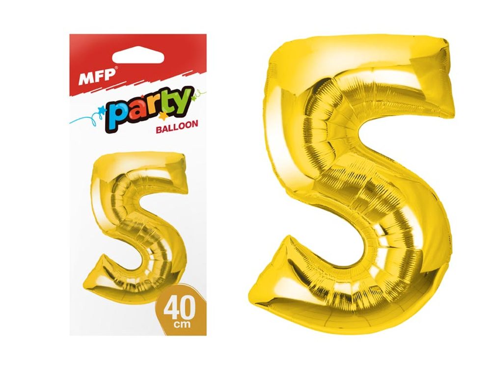 balónek č. 5 nafukovací fóliový 40 cm - zlatý 8000178 - MFP Paper s.r.o.