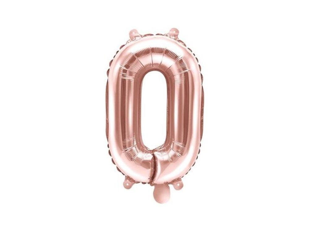 Balón foliový číslice růžovozlatá - Rose Gold 35 cm - 0 (NELZE PLNIT HELIEM) - PartyDeco