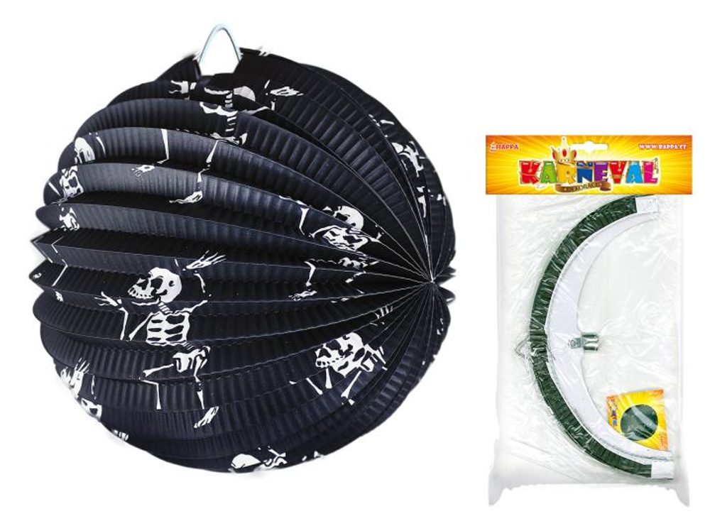 Lampion Halloween kulatý - kostlivci, 25 cm - RAPPA