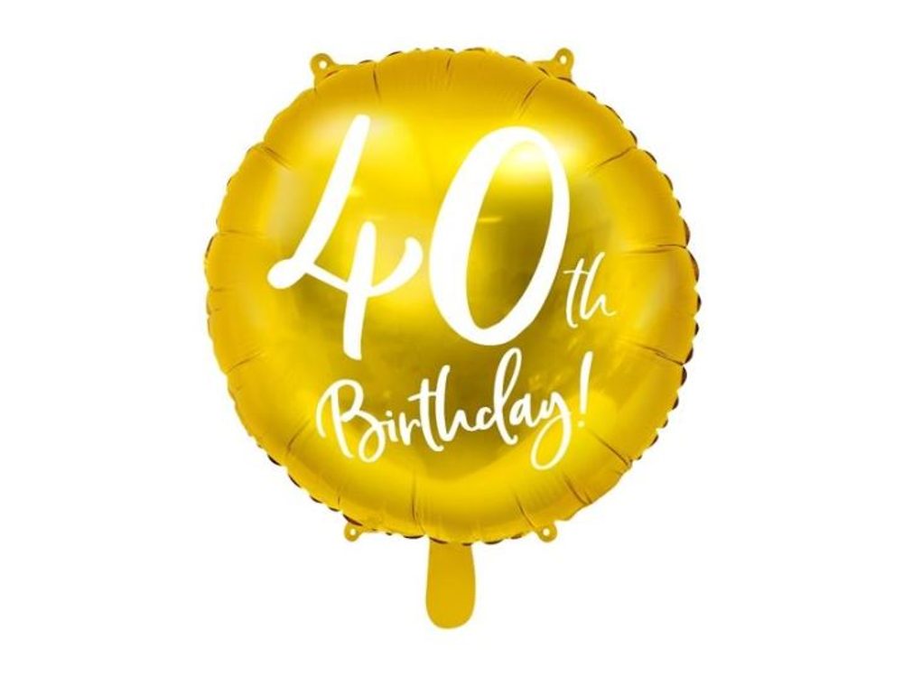 Balón foliový 40. narozeniny zlatý, 45 cm - PartyDeco