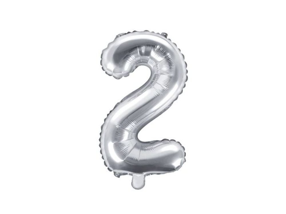 Balón foliový číslice STŘÍBRNÁ 35 cm - 2 (NELZE PLNIT HELIEM) - PartyDeco