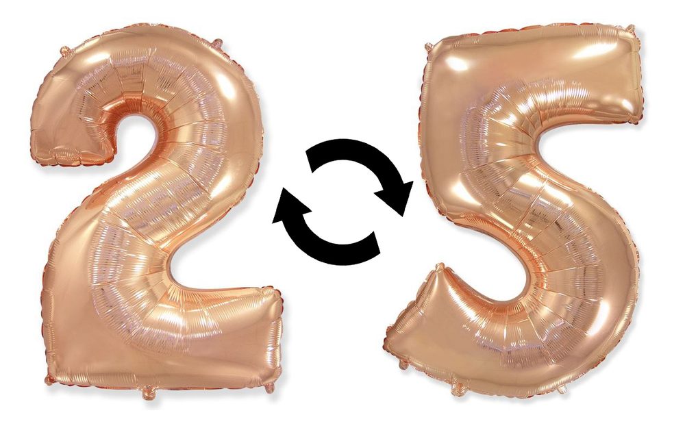 Balón foliový číslice růžovozlatá - Rose Gold 115 cm - 2 nebo 5 - FLEXMETAL