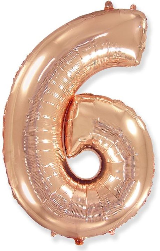 Balón foliový číslice růžovozlatá - Rose Gold 115 cm - 6 - FLEXMETAL