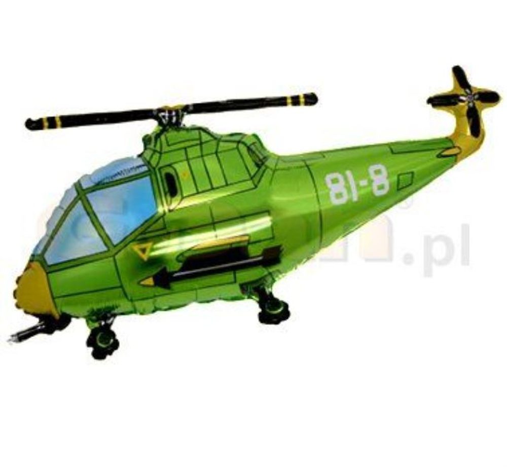 Balón foliový 35 cm Helikoptera zelená (NELZE PLNIT HELIEM) - FLEXMETAL