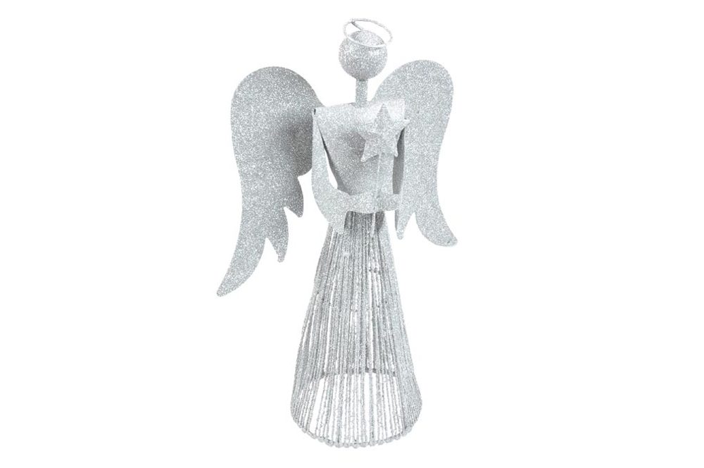 anděl 40cm stříbrný metal s hvězdou 8882346 - MFP Paper s.r.o.