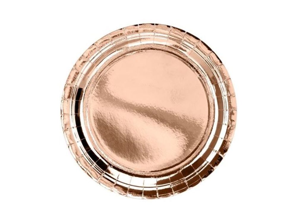 Papírové talíře, růžovo zlaté - rose gold, 23 cm - Partydeco